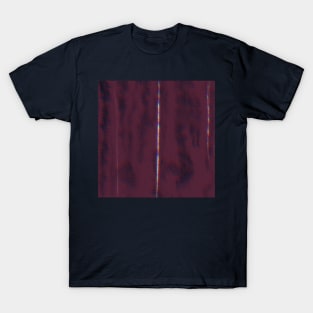 "Clinging to the Cracked Stars" - Dark Purple Burgundy Red Berry Line Art Abstract Modern Art with Sliver of Rainbows Fragmented Art T-Shirt